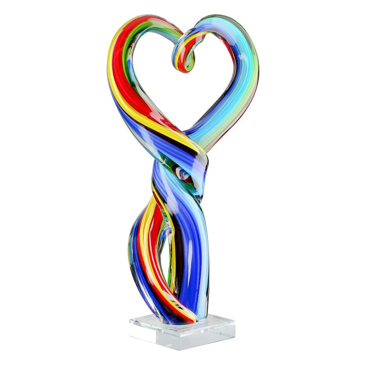 Gilde Handwerk - Beeld - Sculptuur - Hart - Twisted Heart - Glas - Glasart - Multicolour - 8x17x36 cm