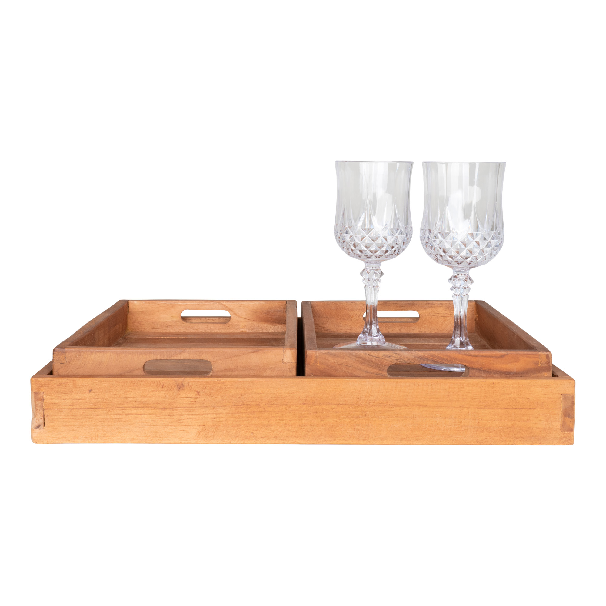 House Nordic - Set/3 Dienbladen - Teak - Afbeelding 4