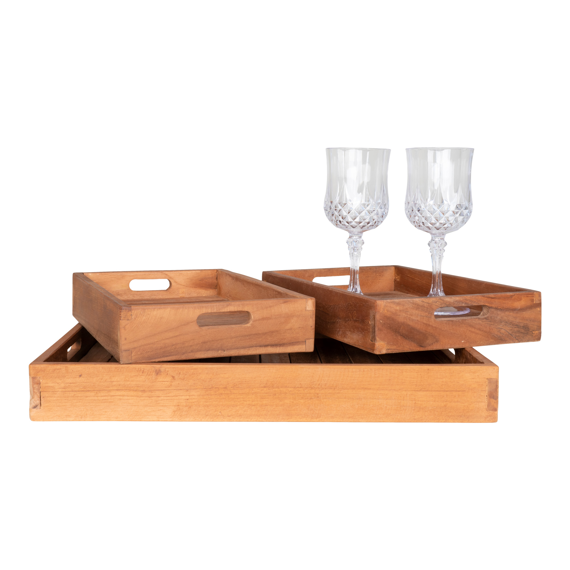 House Nordic - Set/3 Dienbladen - Teak - Afbeelding 5
