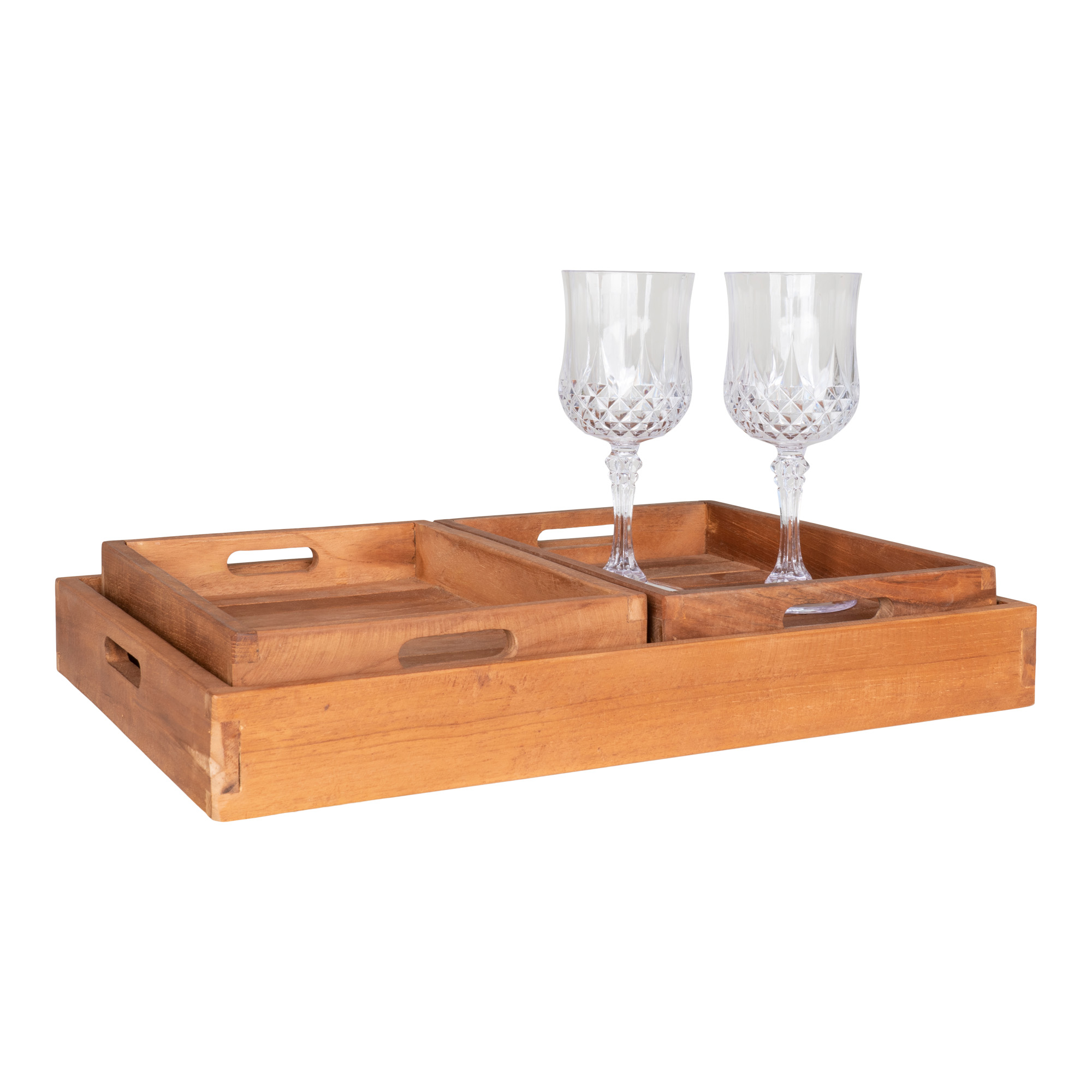 House Nordic - Set/3 Dienbladen - Teak - Afbeelding 2