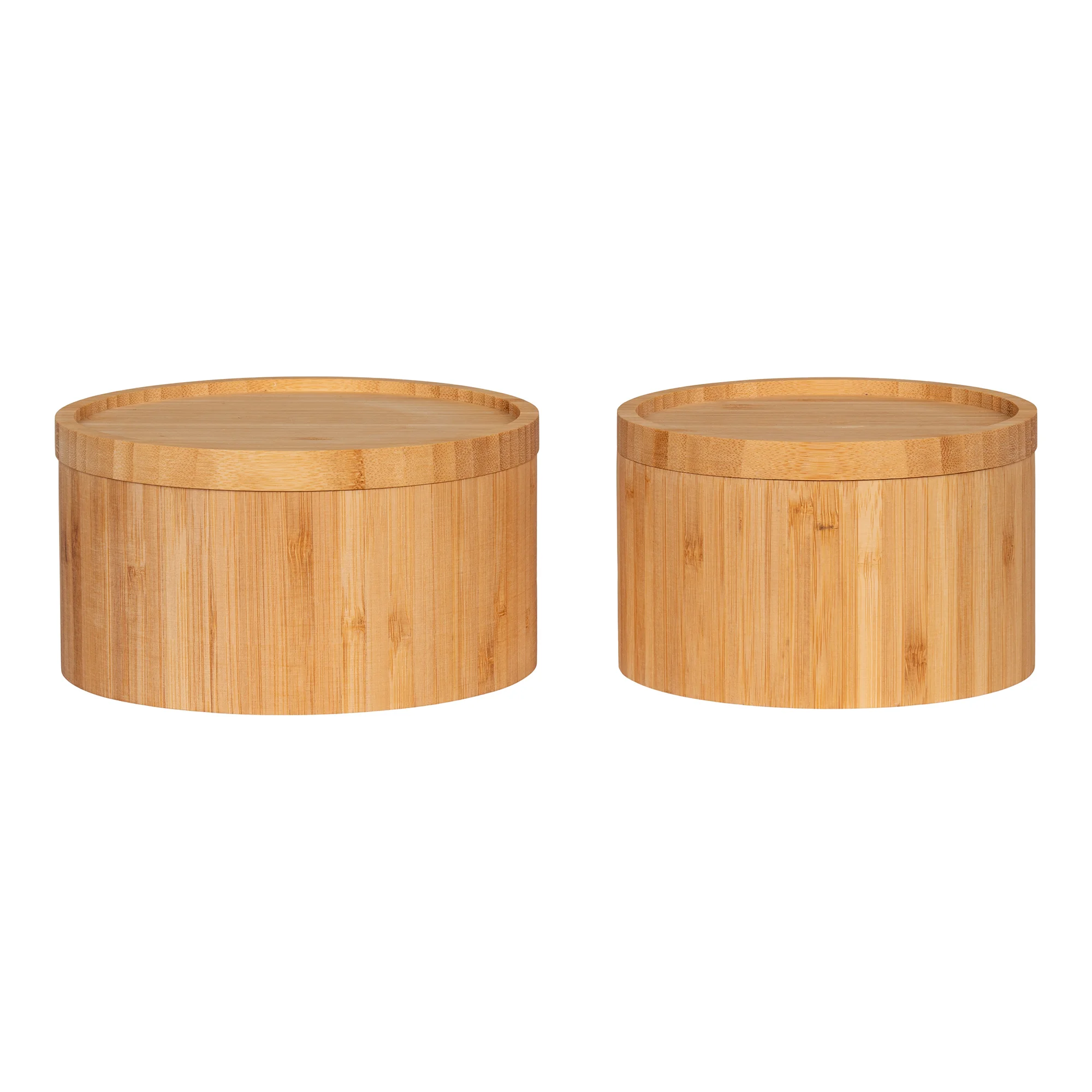 House Nordic - Opberg Schaaltjes - Set//2 - Bamboe bakjes met deksel - 15x8 en 13x8cm