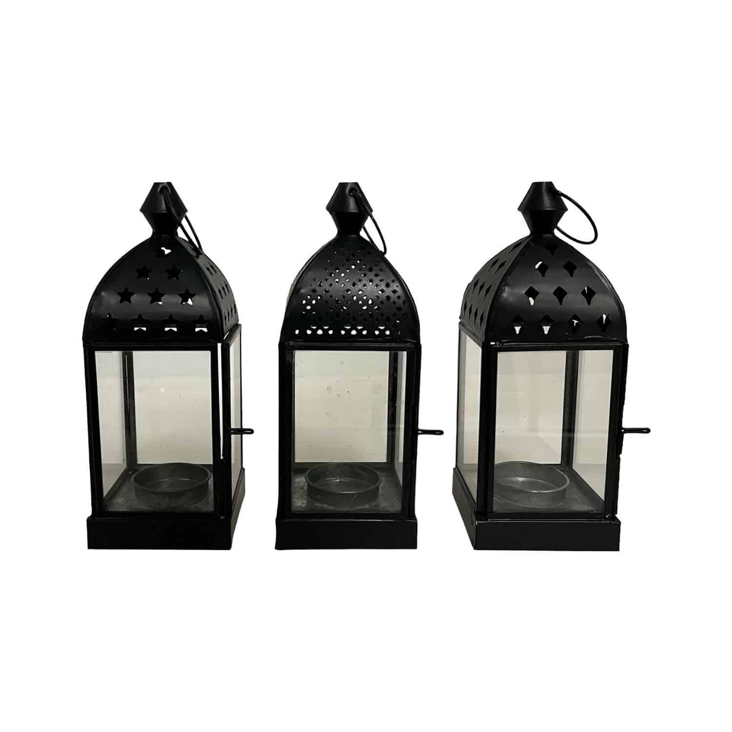 Home Society - Set/3 - Hang / Kandelaars - Dusha - Oosters - Metaal/Glas - Zwart