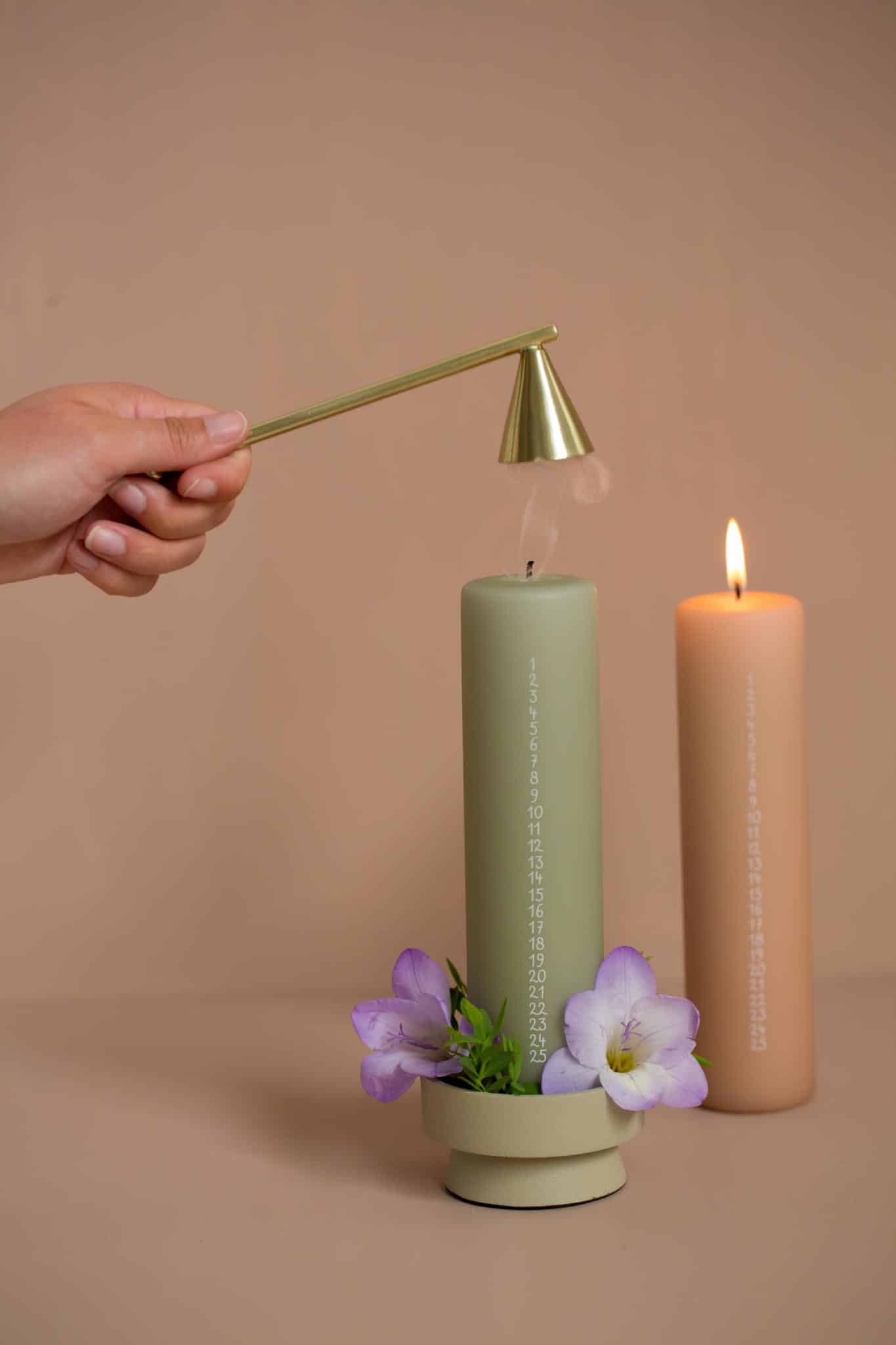 Rustik Lys Adventskaars - Skin - 20 x 5 cm - 50 branduren - Afbeelding 2