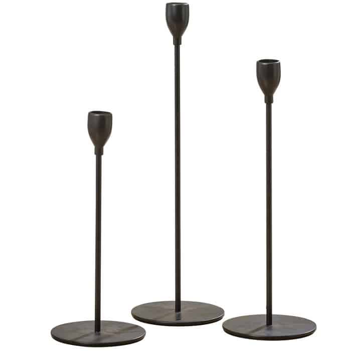 Boltze - Kandelaar - Set van 3 - Malte - 23,28 en 33cm - Metaal - Ø 10 cm - Zwart