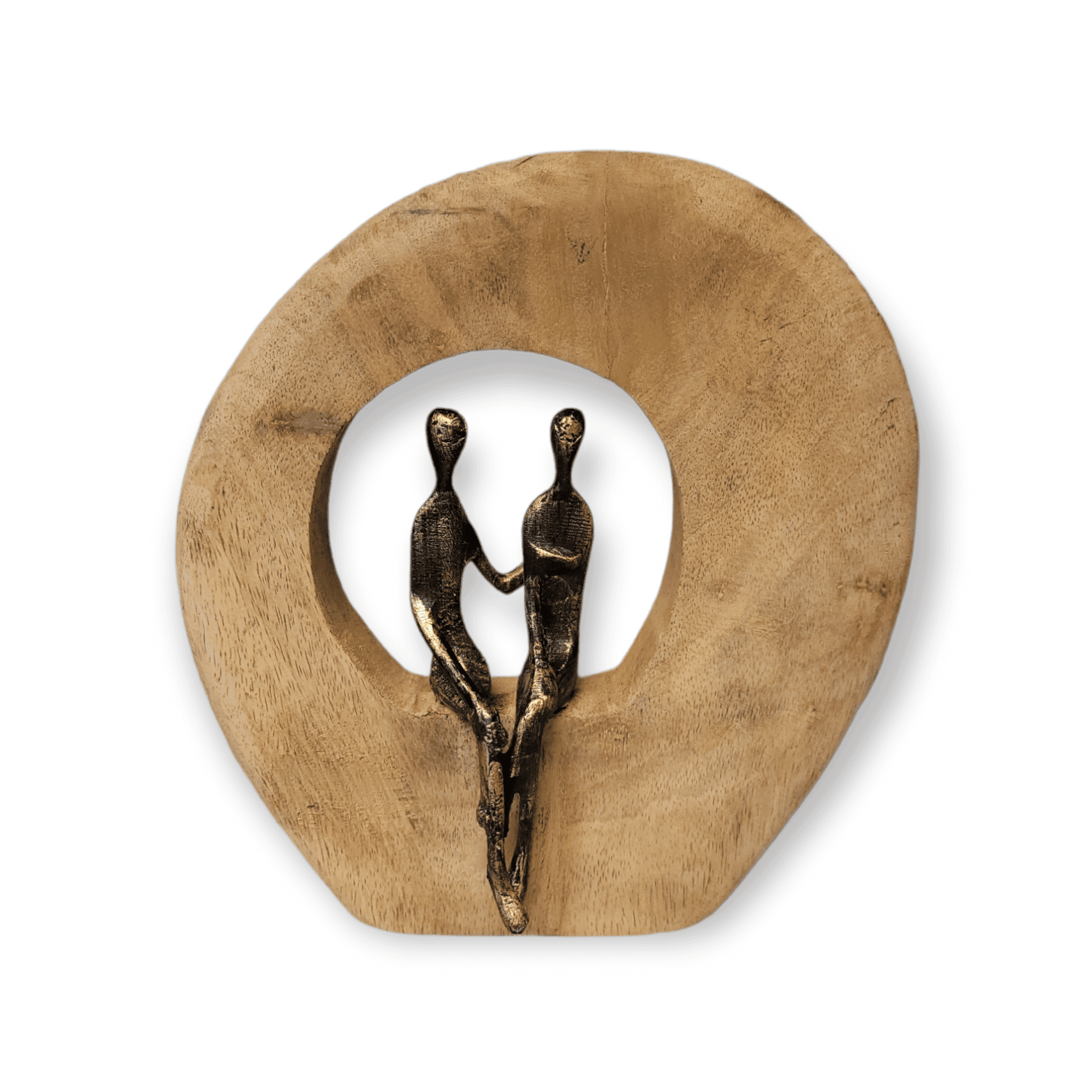 Gilde handwerk Hang Sculptuur Beeld Hout Staal Mooi Stel Bronskleurig