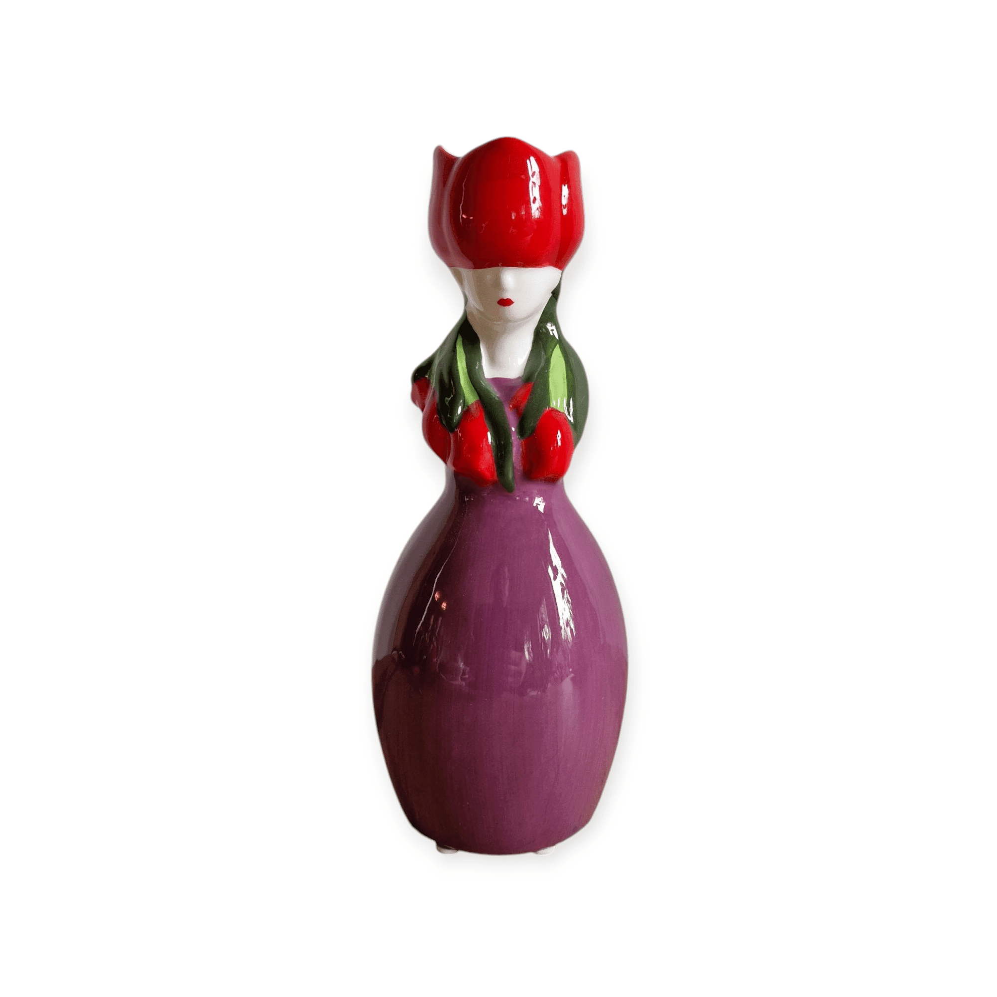 Daan Kromhout - Vaas - Tulpenvaas - Lucy Dutch Woman - Paars, Rood - Keramiek - 22 cm