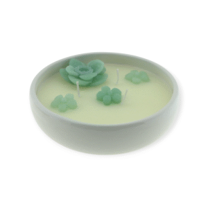 Home Society - Kaars - Kaars in Schaal - Flower - Celadon/Wit - 15x15x5cm