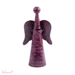 Imbarro - Kaarsenhouder - Waxinehouder - Engel - Paars - Metaal - L - 15x11x32cm