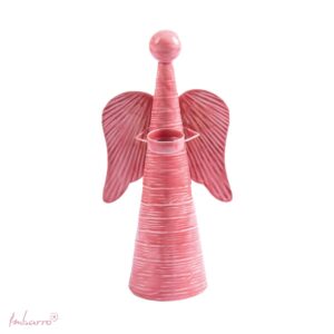 Imbarro – Kaarsenhouder – Waxinehouder – Engel – Roze – Metaal – L – 15x11x32cm