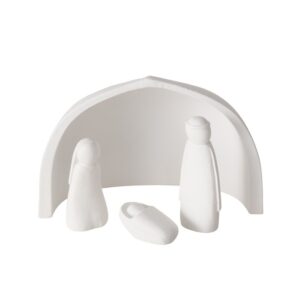 Boltze - Kerstsstal - Minimalistisch - Kerga - Kerstfiguren - 4delig - Polyresin - Wit