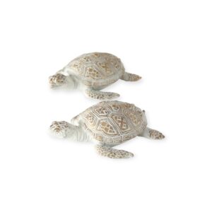 Boltze - Schildpadjes - Set van 2 - Schildpadden - Handgemaakt - Polyresin - 13x10x4.5cm