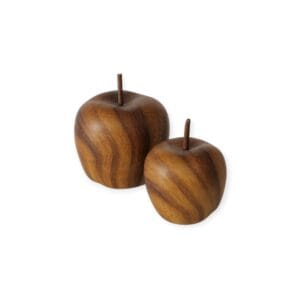 Boltze – Set van 2 Appels – Keramiek - Houtlook – 14 & 11 cm – Woondecoratie