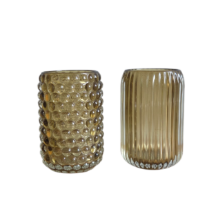 Daan Kromhout - Waxinelichthouders - Set van 2 - Stevig Glas - Bruin Groen - 9x13cm