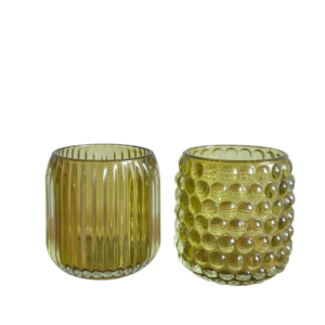 Daan Kromhout - Waxinelichthouders - Set van 2 - Stevig Glas - Groentint - 9x9cm