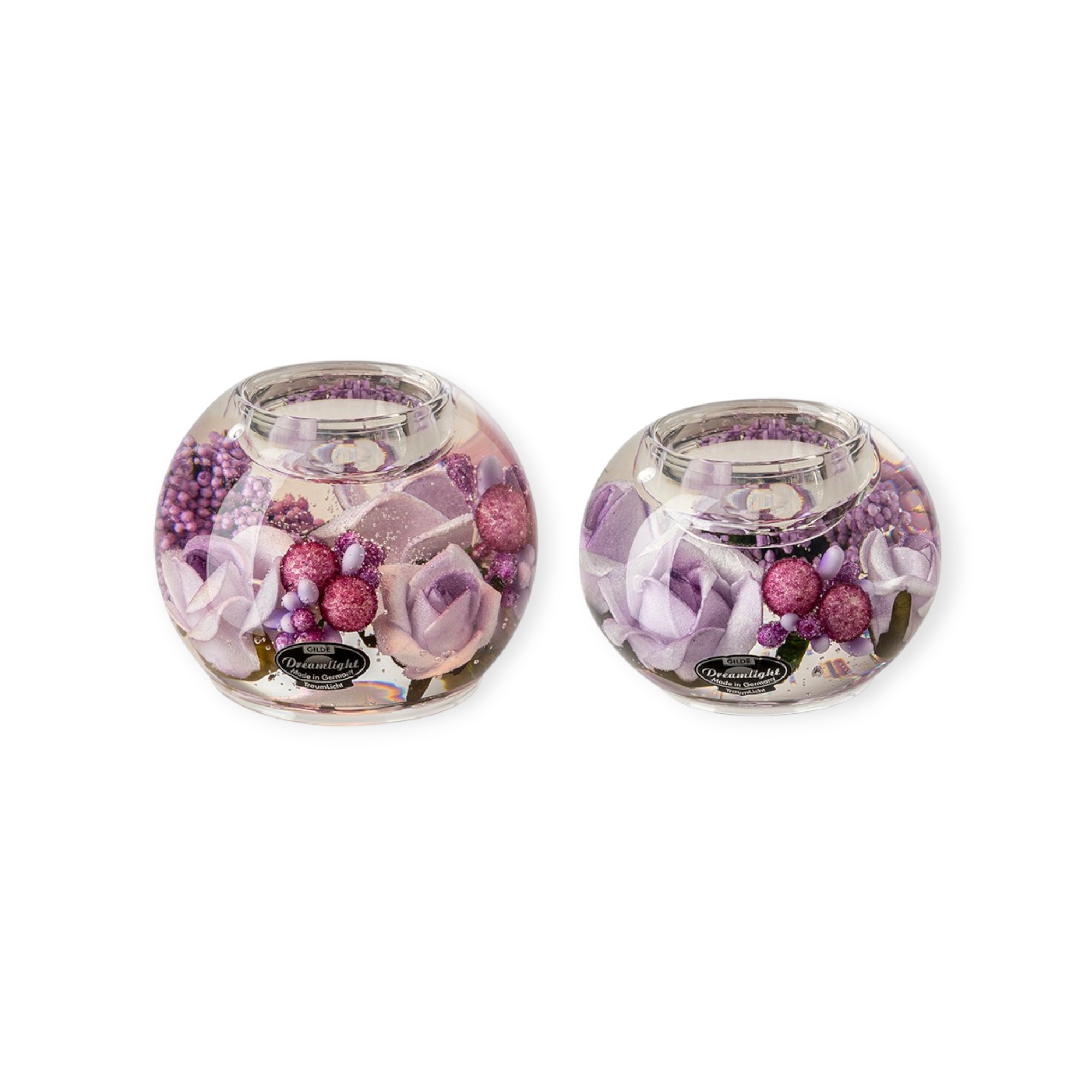 ilde Handwerk - Dreamlight - Waxinelichthouders - Rose - set van 2 - glas - Handgemaakt -8x9 cm & 6x8 cm