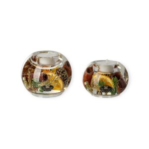 Gilde Handwerk - Dreamlight - Waxinelichthouders - Xmass - set van 2 - glas - Handgemaakt -8x9 cm & 6x8 cm