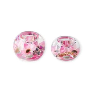 Gilde Handwerk - Dreamlight - Waxinelichthouders - Flower - set van 2 - glas - Handgemaakt - 8x9 cm & 6x8 cm