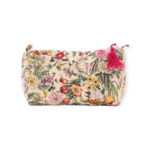 Imbarro - Pouch - Toilettas - Makeup tasje - Katoen - Bloemenprint - 14 x 21 cm