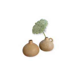Home Society - Vaasjes - Keramiek - Set van 2 - Bolvorm - Sand - Beige - 13 x 12 cm