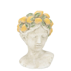 Daan Kromhout - Bloempot - Plantenpot - Vrouwenhoofd - Beton - Citroen - 20x19x28cm - Voor binnen & buiten