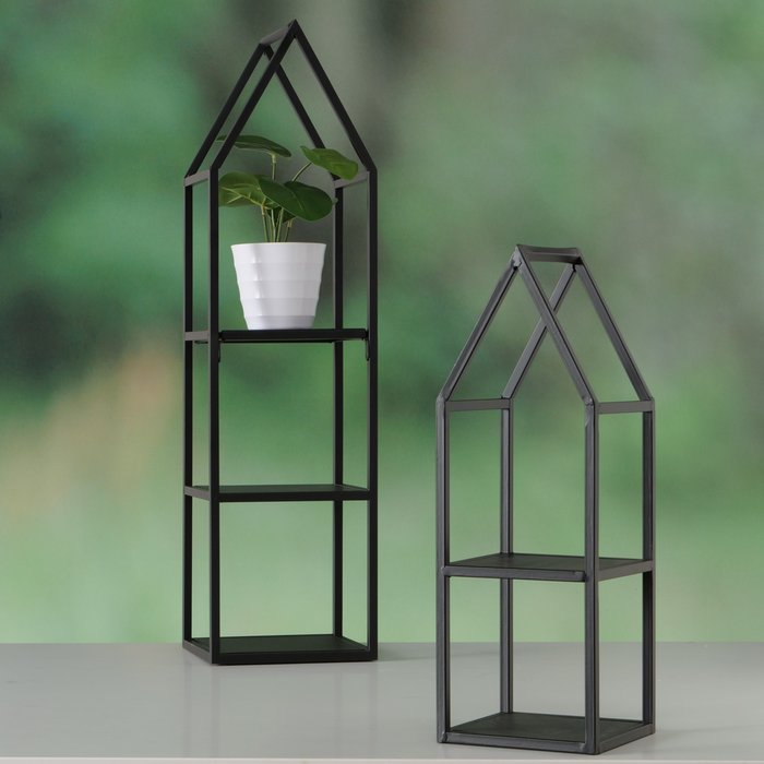 Boltze - Decoratie huisjes - Display huisjes - Set van 2 - Metaal - Zwart - 45x15 en 72x19cm - Afbeelding 4