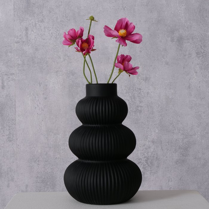 Boltze - Vaas - Keramiek - Zwart - Maurice - Handgemaakt - 21x14cm - Afbeelding 2
