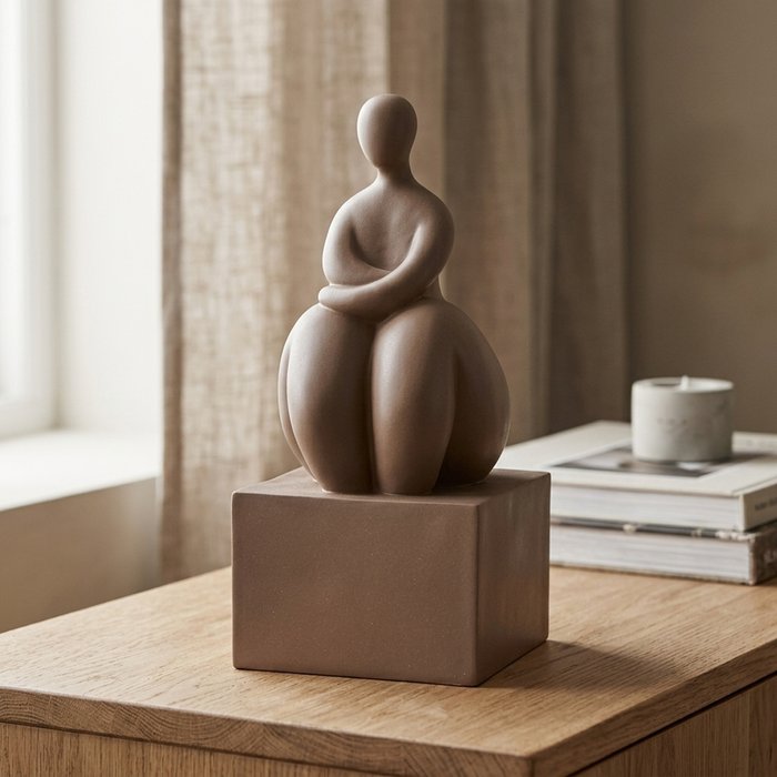 Boltze - Beeld - Sculptuur - Vrouw - Jolante - Bruin - 16x35cm - Polyresin - Boekensteun - Afbeelding 2