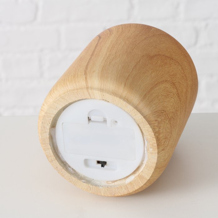 Boltze - LED kaars - Echte Wax - Keramiek met houtlook - 10.5 cm hoog x 9cm breed - Met Timer - Afbeelding 4