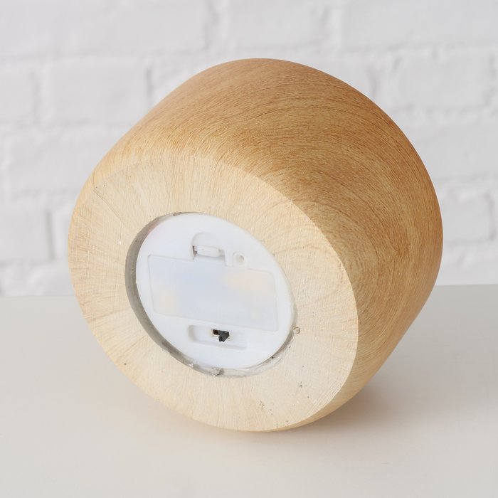 Boltze - LED kaars - Aardewerk met houtlook - Echte wax met kunststof vlam - 12x8cm - Afbeelding 4