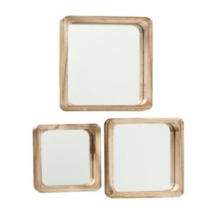 Boltze - Spiegelset - Spiegel - Mambo - Vierkant - Houten frame - Set van 3