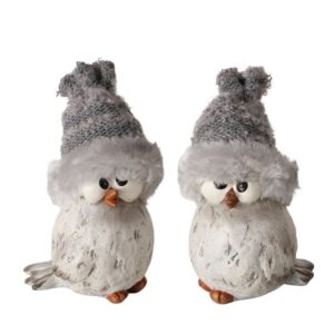 Boltze - Decoratief Figuur - Set van 2 - Wintervogels - Vogel - Polyresin - 6x7,5x12cm - Herfst - Winter - Kerst