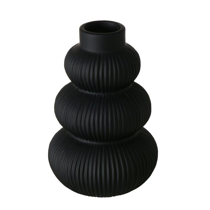 Boltze - Vaas - Keramiek - Zwart - Maurice - Handgemaakt - 21x14cm