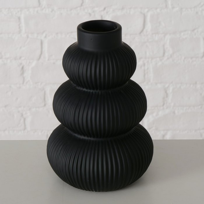 Boltze - Vaas - Keramiek - Zwart - Maurice - Handgemaakt - 21x14cm - Afbeelding 4