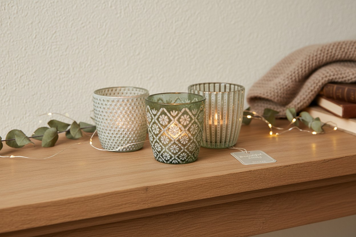 Boltze - Waxinelichthouders - Kaarsenhouder - Waxinelichtjes - Set van 3 - Glas - Groen - 9x9cm - Afbeelding 3