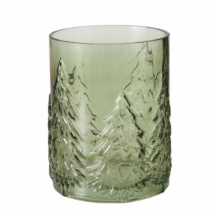 Boltze - Windlicht - Waxinelichthouder - Glas - Groen - Tanny - 16x13cm - Winter - Kerst