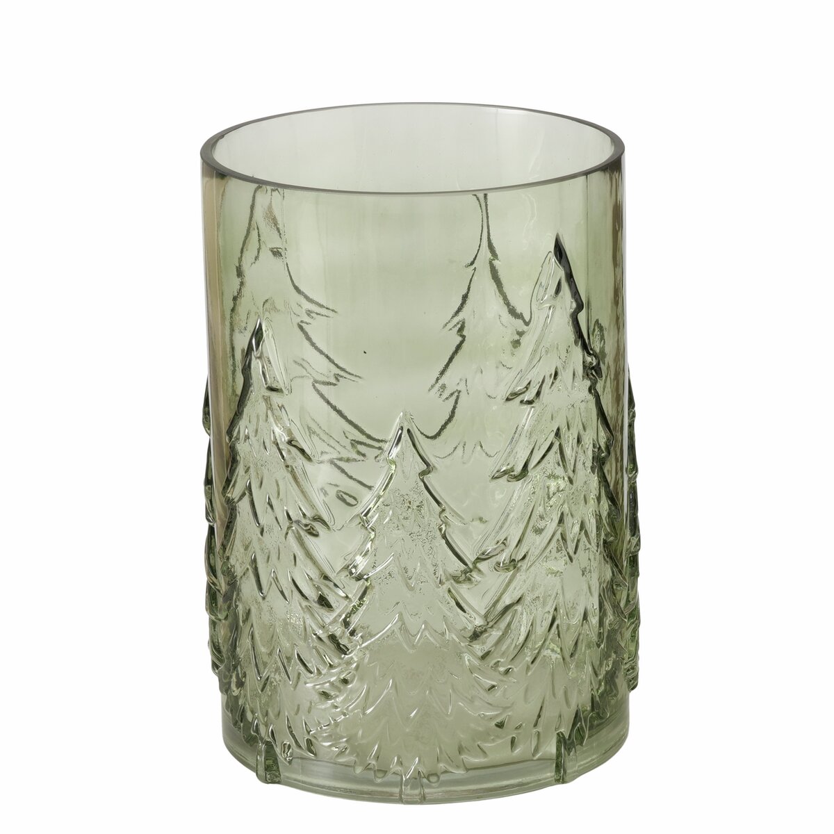 Boltze - Windlicht - Waxinelichthouder - Glas - Groen - Tanny - 22x16cm - Winter - Kerst