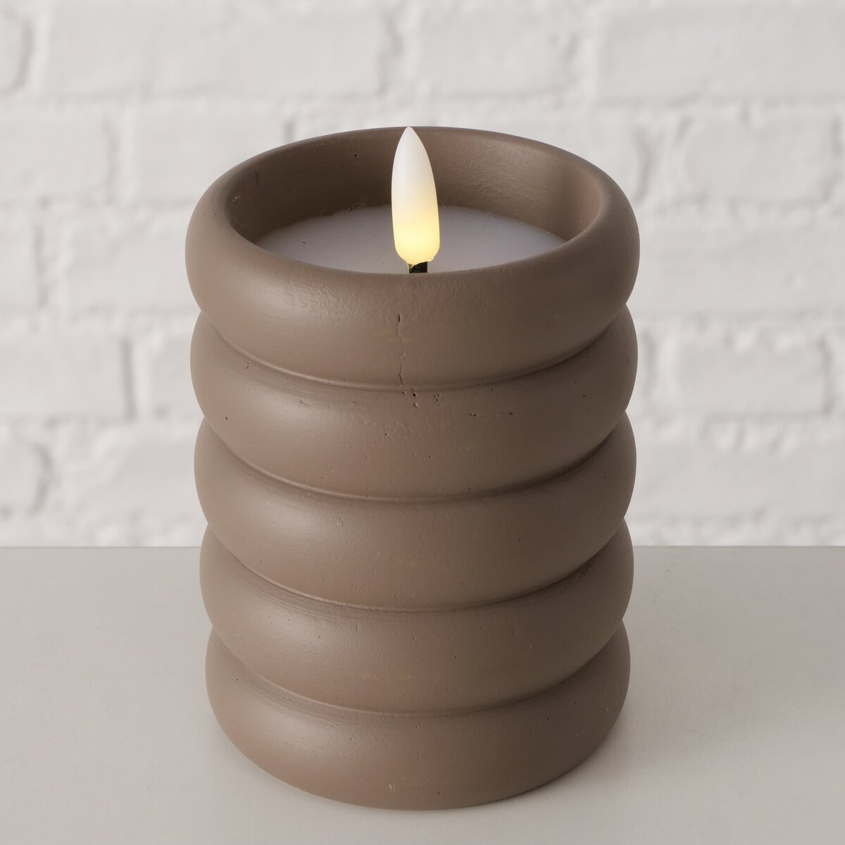 Boltze - LED-kaarsen - Led - Roban - Set van 2 - Beige en bruin - Met timer - 12 cm - Afbeelding 5