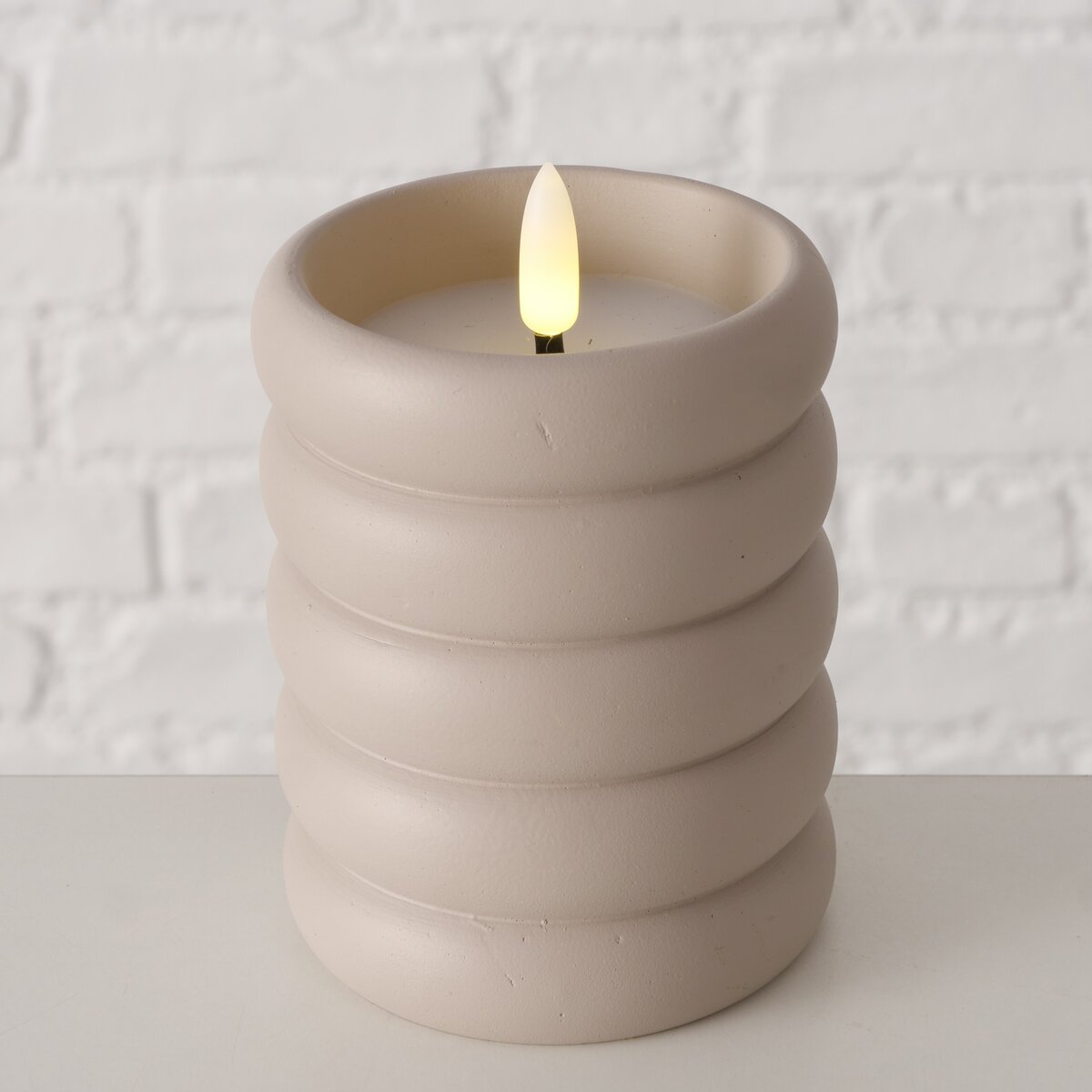 Boltze - LED-kaarsen - Led - Roban - Set van 2 - Beige en bruin - Met timer - 12 cm - Afbeelding 4