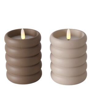 Boltze - LED-kaarsen - Led - Roban - Set van 2 - Beige en bruin - Met timer - 12 cm