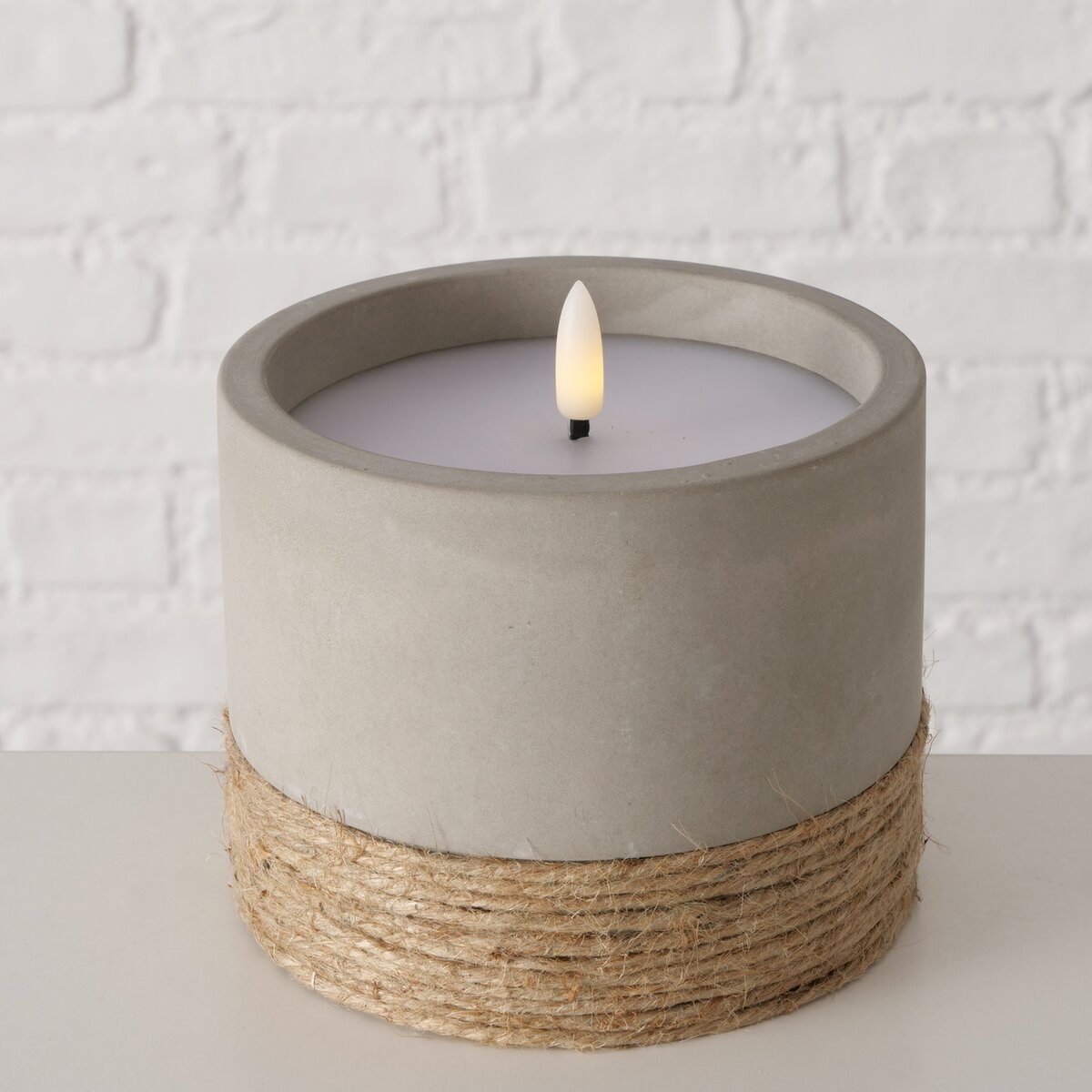 Boltze - LED-kaarsen - Led - Met timer - Hogan - Set van 3 - Beton, wax en jute - Ø 12 x 12 cm - Afbeelding 6
