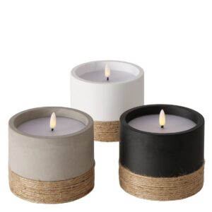 Boltze - LED-kaarsen - Led - Met timer - Hogan - Set van 3 - Beton, wax en jute - Ø 12 x 12 cm