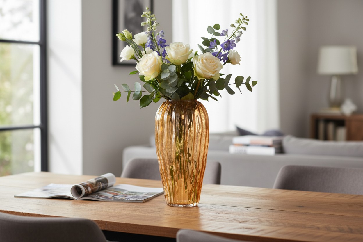Daan Kromhout - Vaas - Bloemenvaas - Glas - Camel Bruin - 19x40cm - Structure - Afbeelding 2