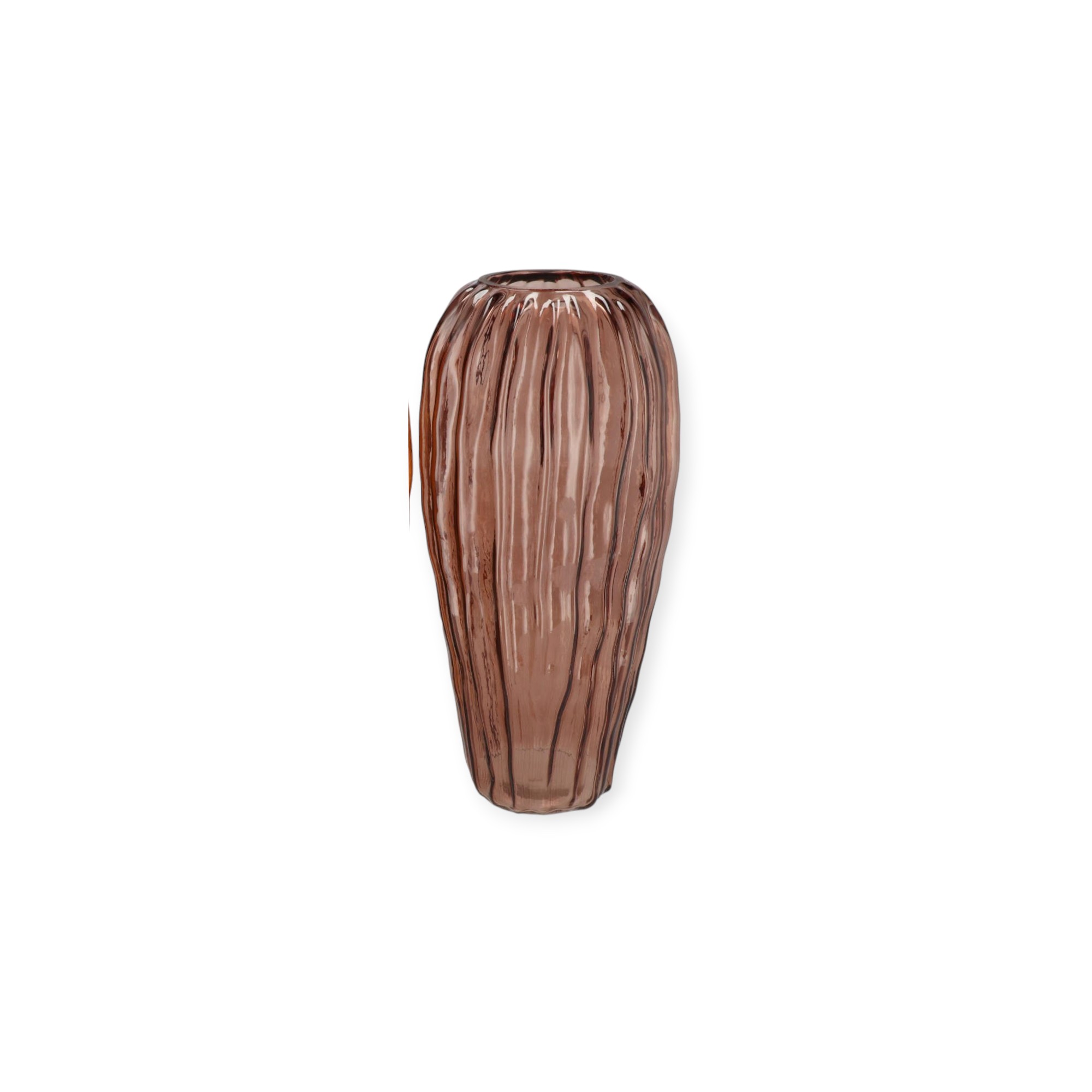 Daan Kromhout - Vaas - Bloemenvaas - Glas - Bruin - 19x40cm - Structure