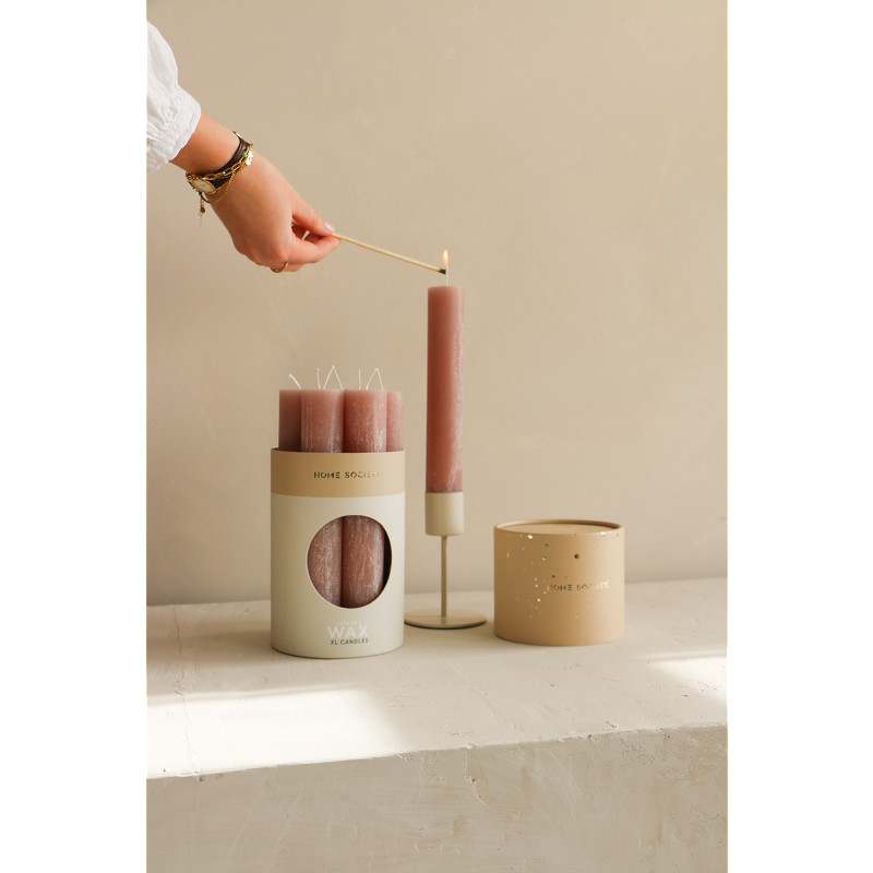 Home Society - Diner Candle - Dinerkaars - XL - Doos 7 stuks - Roze - Dusty Rose - Rond 3,4 cm - 21 cm hoog - Afbeelding 3