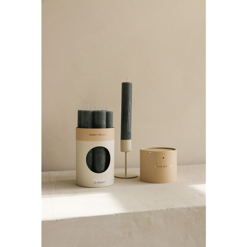 Home Society - Diner Candle - Dinerkaars - XL - Stone - Doos 7 stuks - Rond 3,4 cm - 21 cm hoog - Afbeelding 2