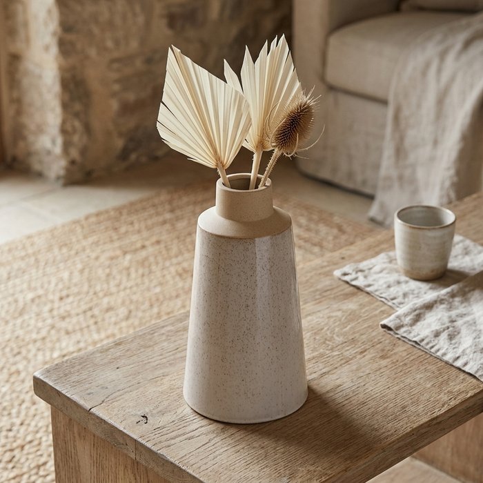Boltze - Vaas - Bloemenvaas - Keramiek - Beige - 28 cm hoog - Ø 16 cm - Naturel Woondecoratie - Afbeelding 4