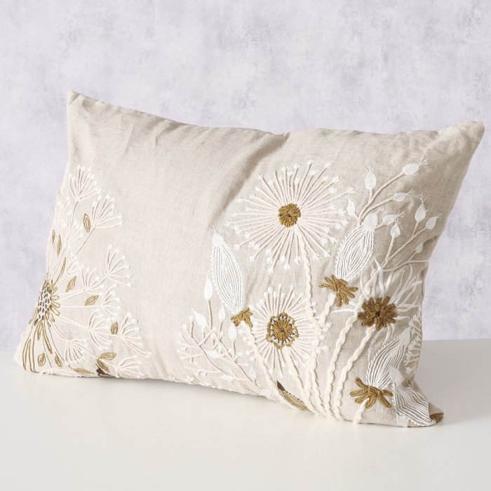 Boltze - Sierkussen - Kussen - Finna - 60x40 cm - Linnen - Handgeweven - Beige,Crème,Wit - Afbeelding 3
