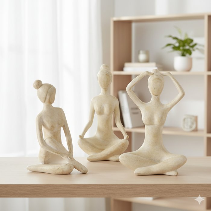 Boltze - Beeld - Sculptuur - Yoga - Meditatie - Vrouw - Polyresin - Beige - 10x20x30cm - Afbeelding 2