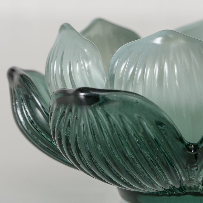 Boltze - Waxinelichthouders - Set van 2 - Glas - Groen - Bloemvorm - 9 x 9 x 4 cm - Afbeelding 3
