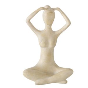Boltze - Beeld - Sculptuur - Yoga - Meditatie - Vrouw - Polyresin - Beige - 10x20x30cm